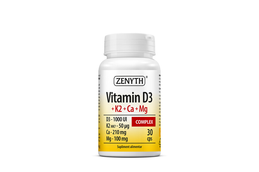 Vitamin D3+K2+Ca+Mg Complex, 30 capsule, Zenyth
