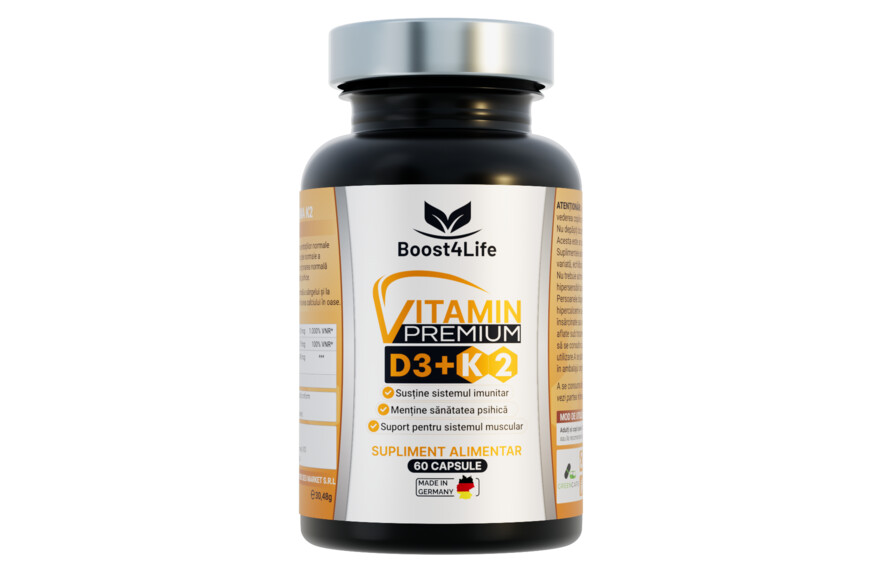 Vitamina D3 + K2 Premium GreenCaps, 60 capsule, Boost4Life