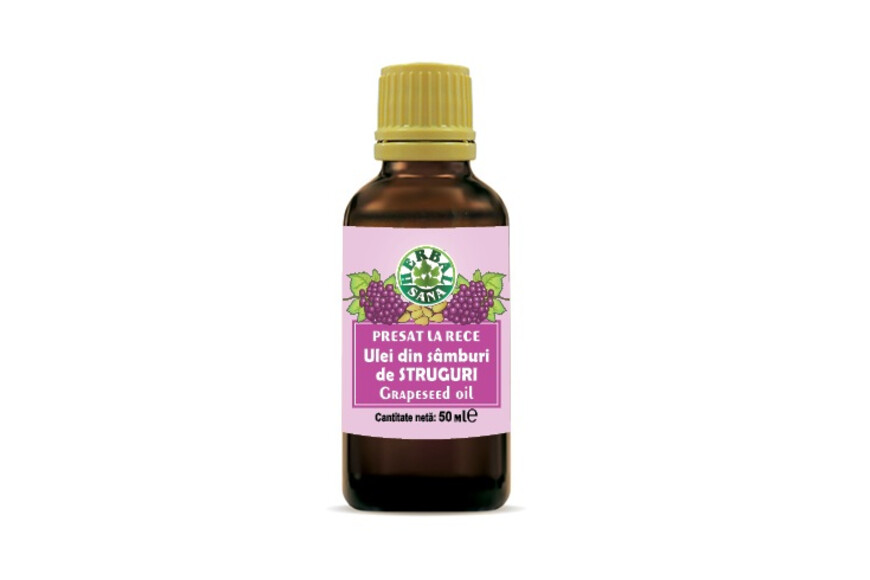 Ulei din samburi de Struguri presat la rece, 50 ml, Herbavit