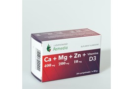 Ca+Mg+Zn+Vitamina D3, 50 comprimate, Remedia