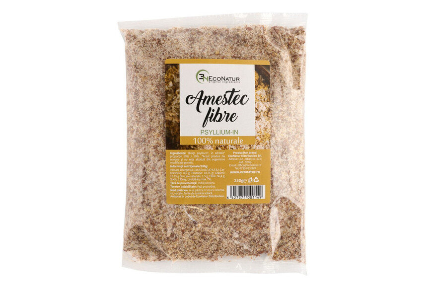 Amestec fibre tarate psyllium si in, 250 g, EcoNatur