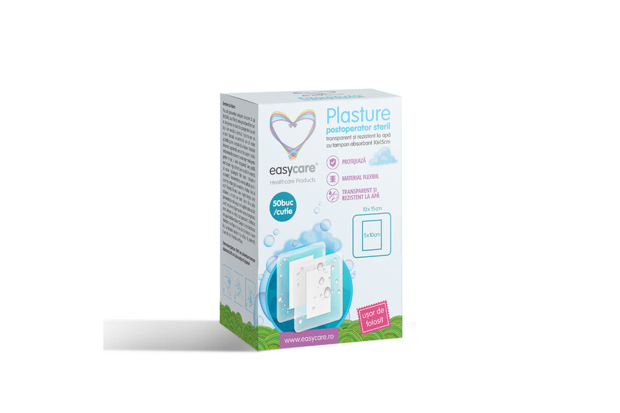 Plasture Postoperator Steril Rezistent La Apa 10 X15, 1 plasture,  Easycare