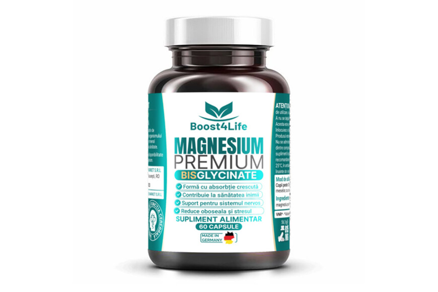 Magneziu Bisglicinat Premium, 815 mg, 30 capsule, Boost4Life