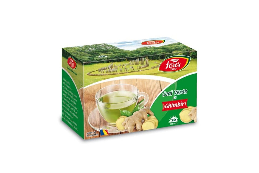 Ceai verde cu ghimbir, 20 plicuri, Fares