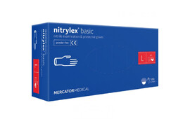 Mănuși nitril nepudrate albastre, Mercator Basic blue, Marimea L