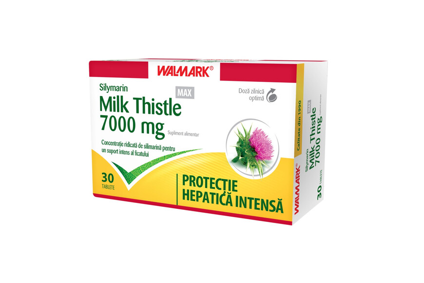 Silymarin Milk Thistle MAX, 7000mg, 30 comprimate filmate, Walmark