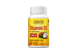Vitamina D3 cu ulei de cocos, 5000UI, 60 capsule, Zenyth