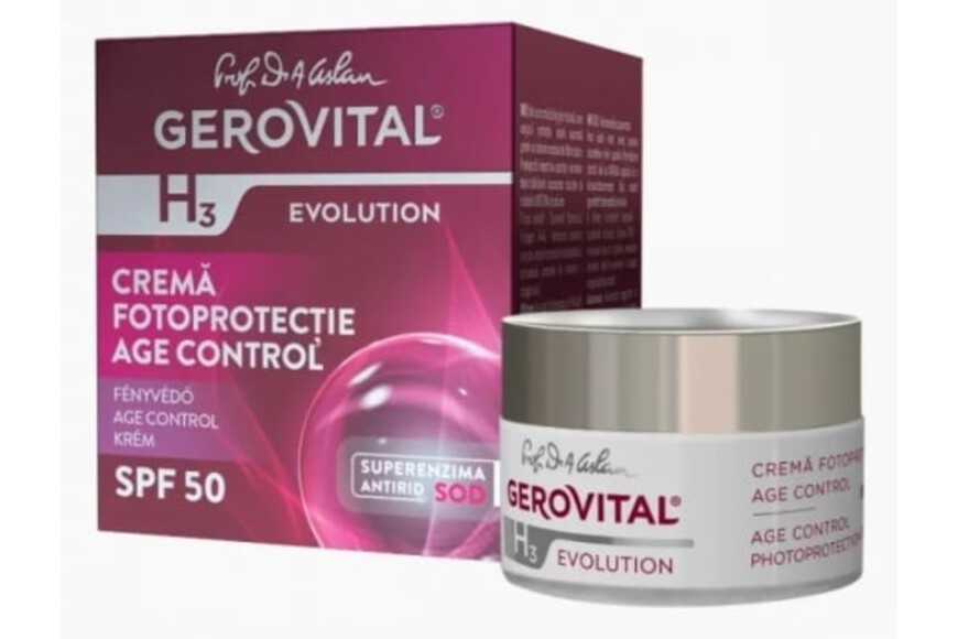 Cremă Fotoprotecție Age Control și Efect Antirid SPF 50, Gerovital H3 Evolution, 50 ml
