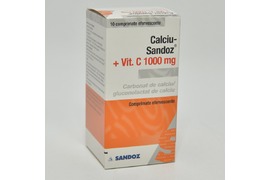 Calciu-Sandoz + Vit. C 1000 mg, 10 comprimate, Sandoz
