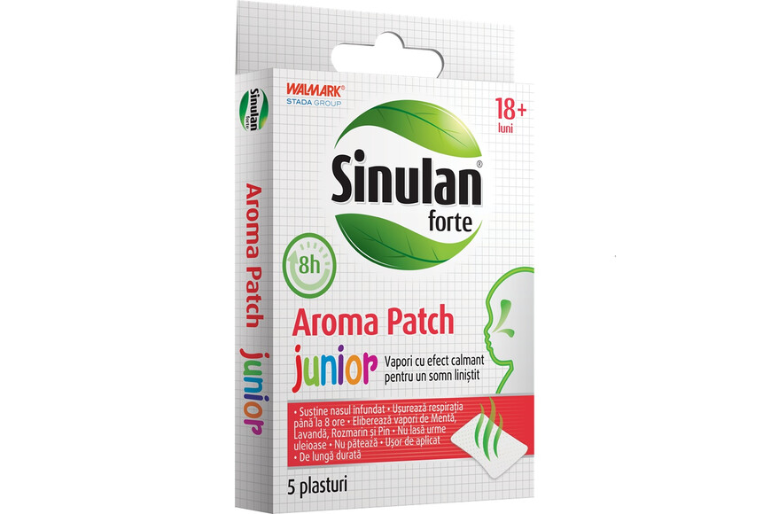 Plasturi Sinulan Forte Aroma Patch Junior 18 luni +, 5 bucati, Walmark