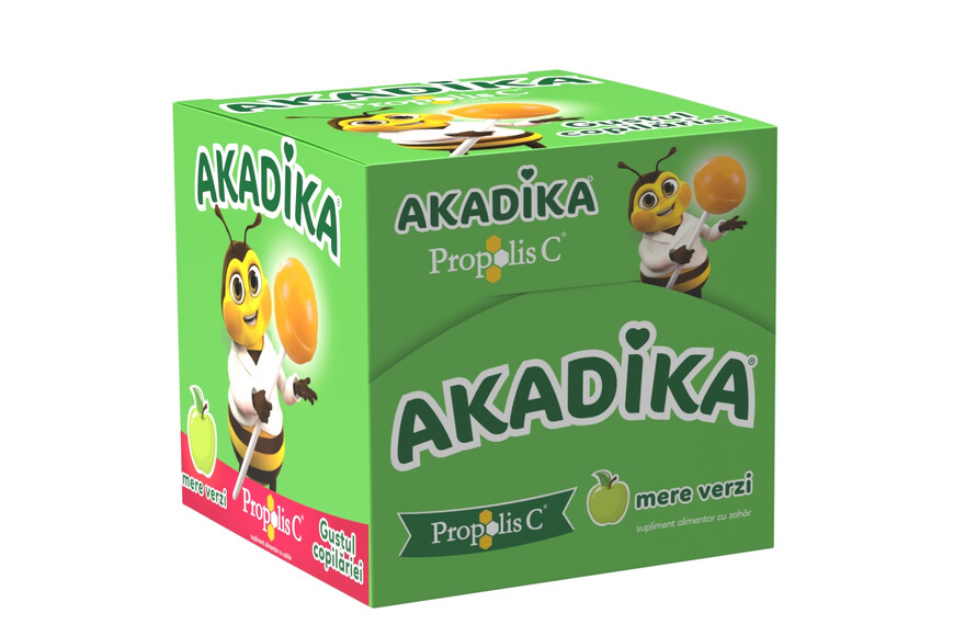 Acadele cu aroma de mere verzi Akadika Propolis C, 50 bucati, Fiterman Pharma