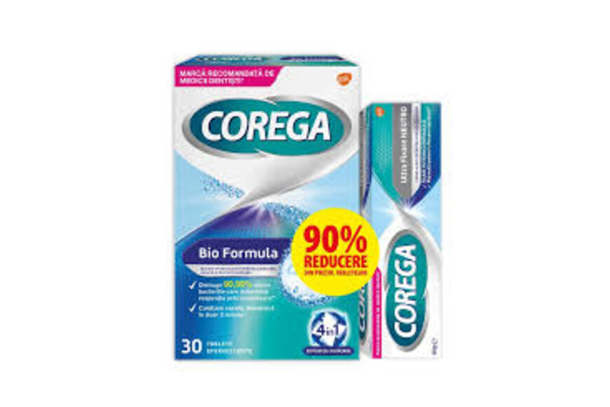 Corega Pachet Adeziv pentru proteza Neutro 40g + Tablete efervescente 30 tablete