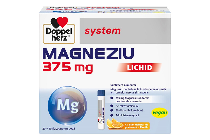 Magneziu lichid System, 375 mg, 30 flacoane, Doppelherz