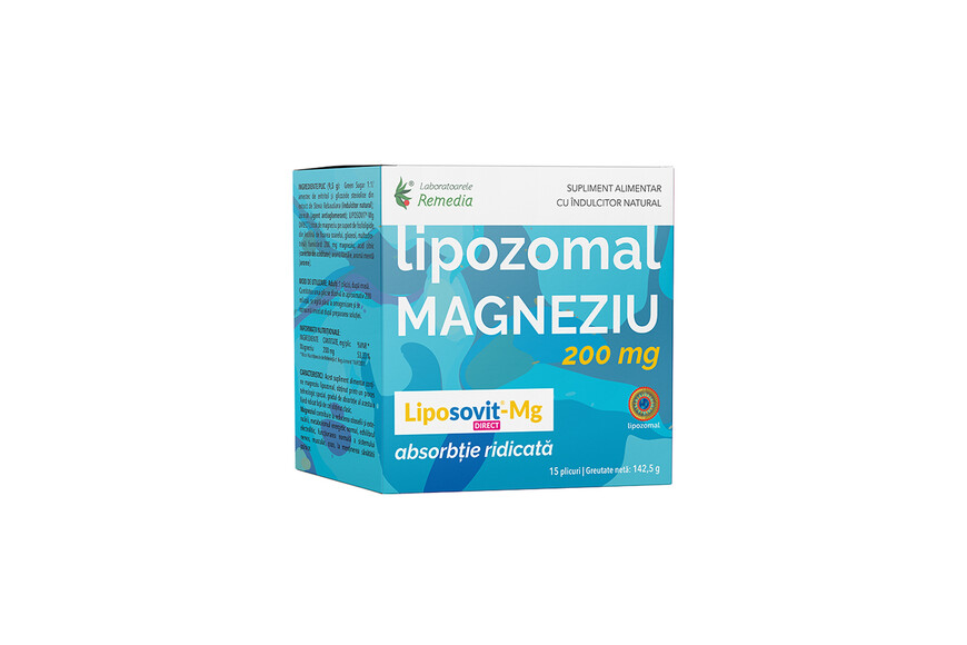 Magneziu Lipozomal, 200 mg, 15 plicuri, Remedia
