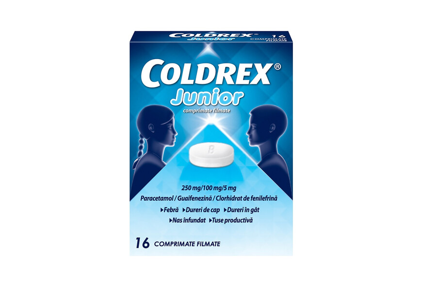 Coldrex Junior, 250 mg/100 mg/5 mg, 16 comprimate, Perrigo