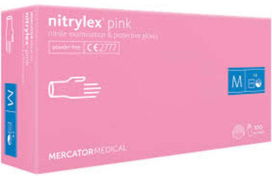 Manusi nitril roz X L 100 buc Mercator