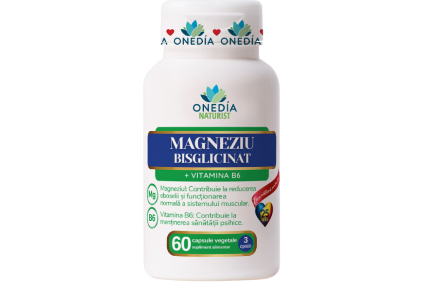 Magneziu Bisglicinat + Vitamina B6, 60 capsule, Onedia