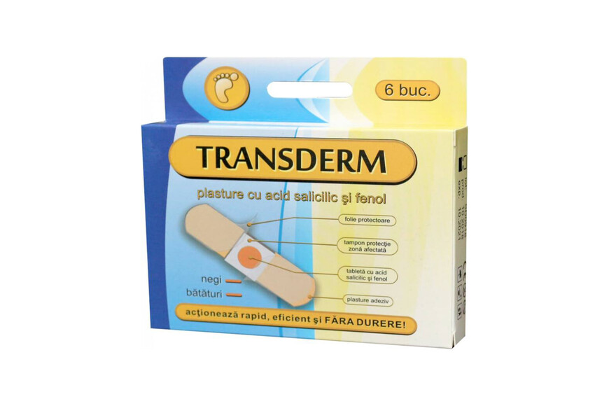 Plasturi pentru bataturi cu acid salicilic, 6 bucati, Transderm