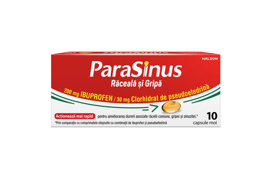 Parasinus Raceala si Gripa, 200 mg/30 mg, 10 capsule, Haleon