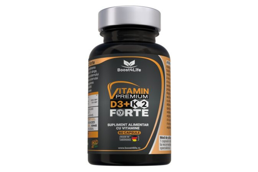 Vitamina D3+K2 Premium Forte, 5000 UI, 60 capsule moi, Boost4life