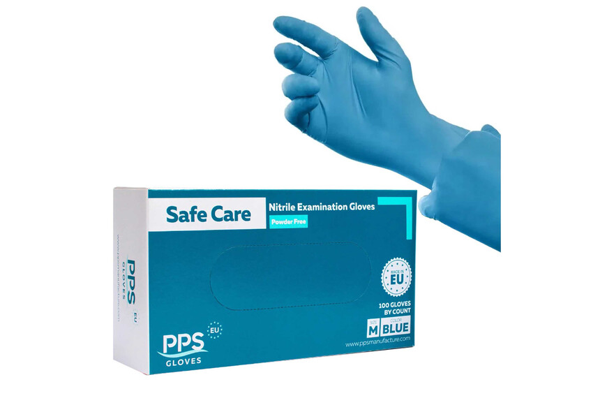 Manusi marimea M nitril Safe Care Albastre , 100 bucati, PPS Gloves