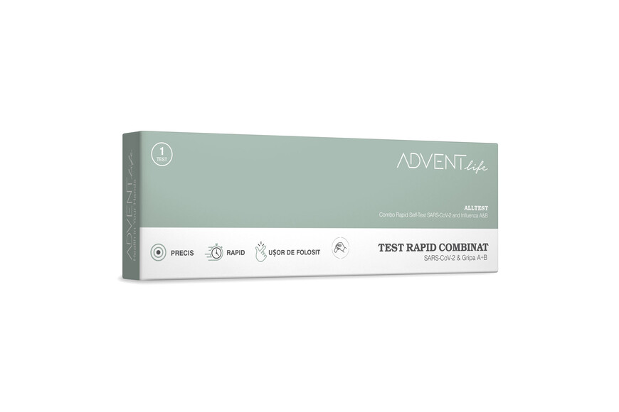 Test rapid combo Gripa A si B + Covid 19, 1 bucata, Advent Life