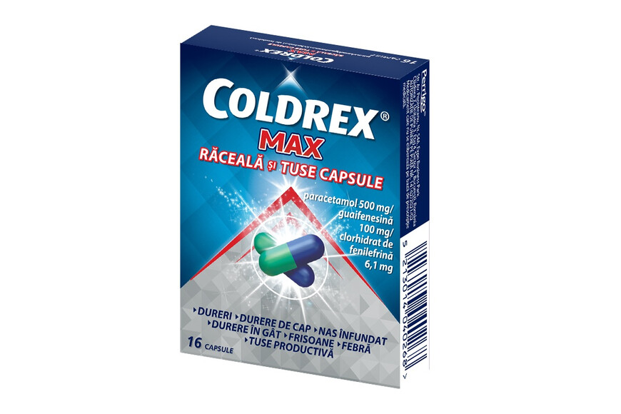 Coldrex Max Raceala si Tuse, 16 capsule, Perrigo