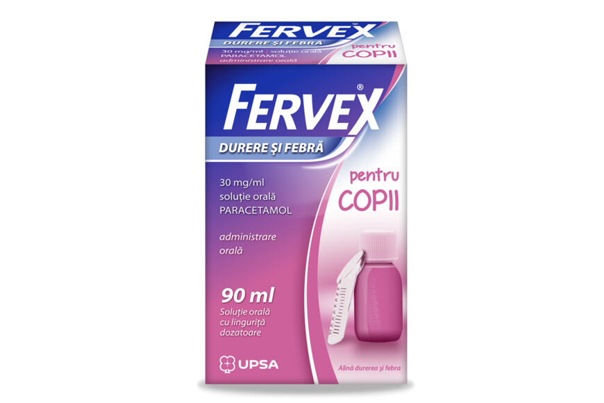 Fervex Durere si Febra pentru copii, 30 mg/ml solutie, 90 ml, Upsa