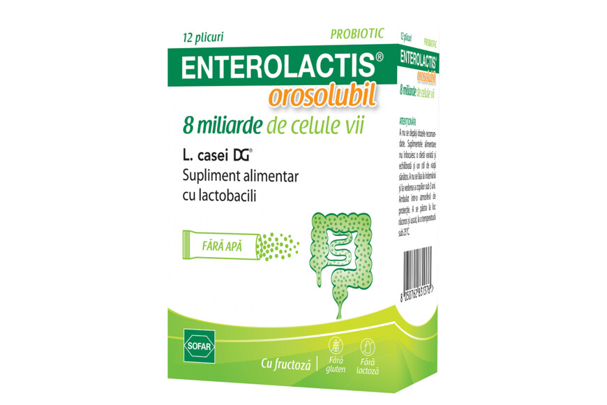 Enterolactis orosolubil, 12 plicuri, Sofar