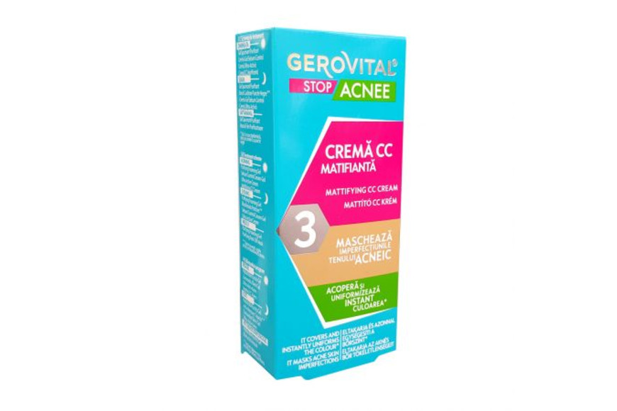 Crema CC matifianta Stop Acnee, 30 ml, Gerovital