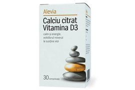 Calciu citrat vitamina D3, 30 comprimate, Alevia
